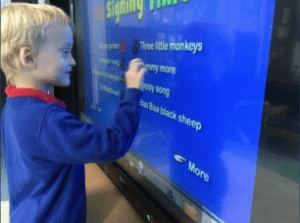 Student using touch screen