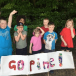 pupils with banner